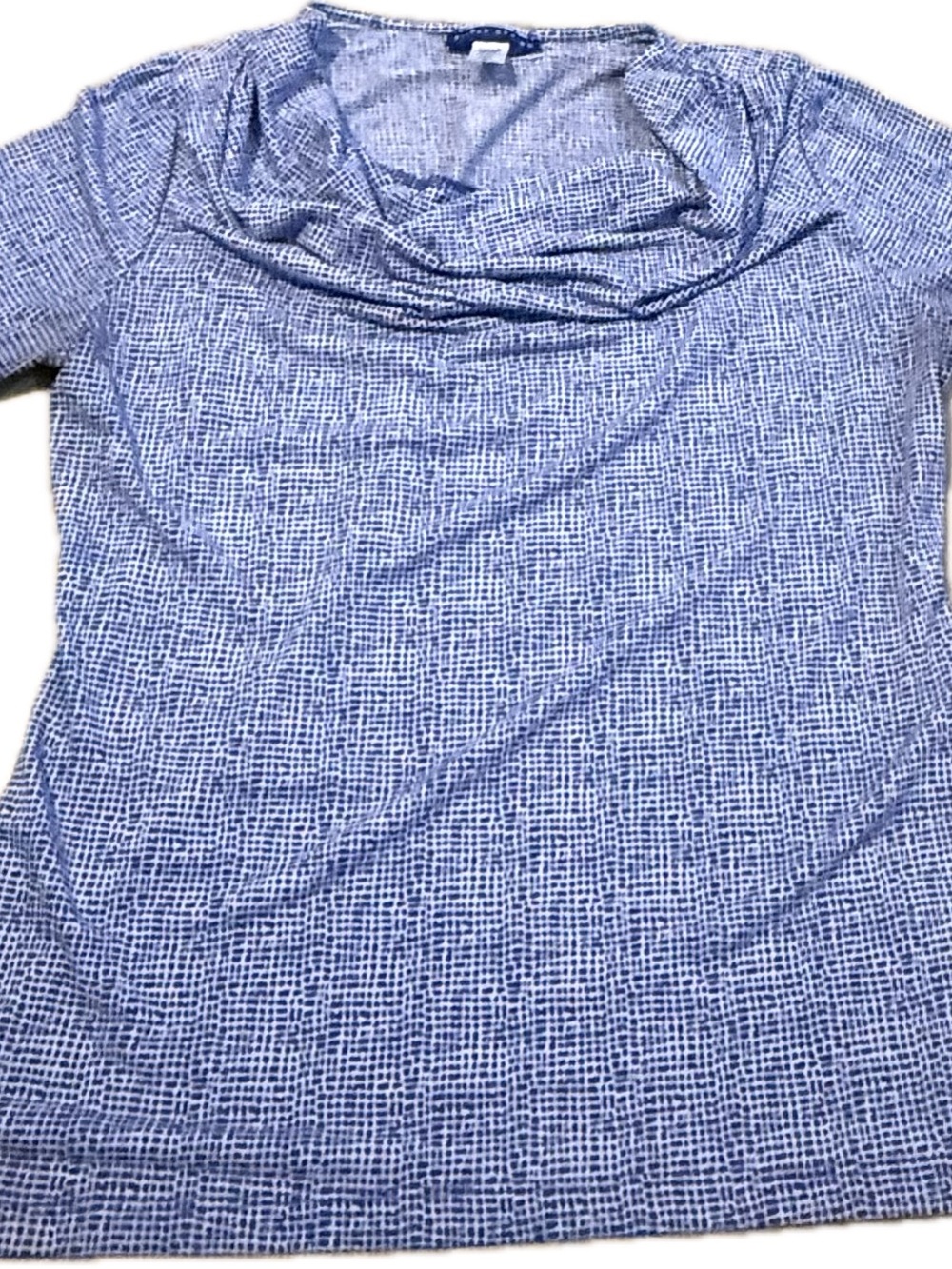 Simply Styled Blue Patterned Cowl Neck Short Sleeve Top